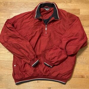 Classic Red Windbreaker with Half-Zip